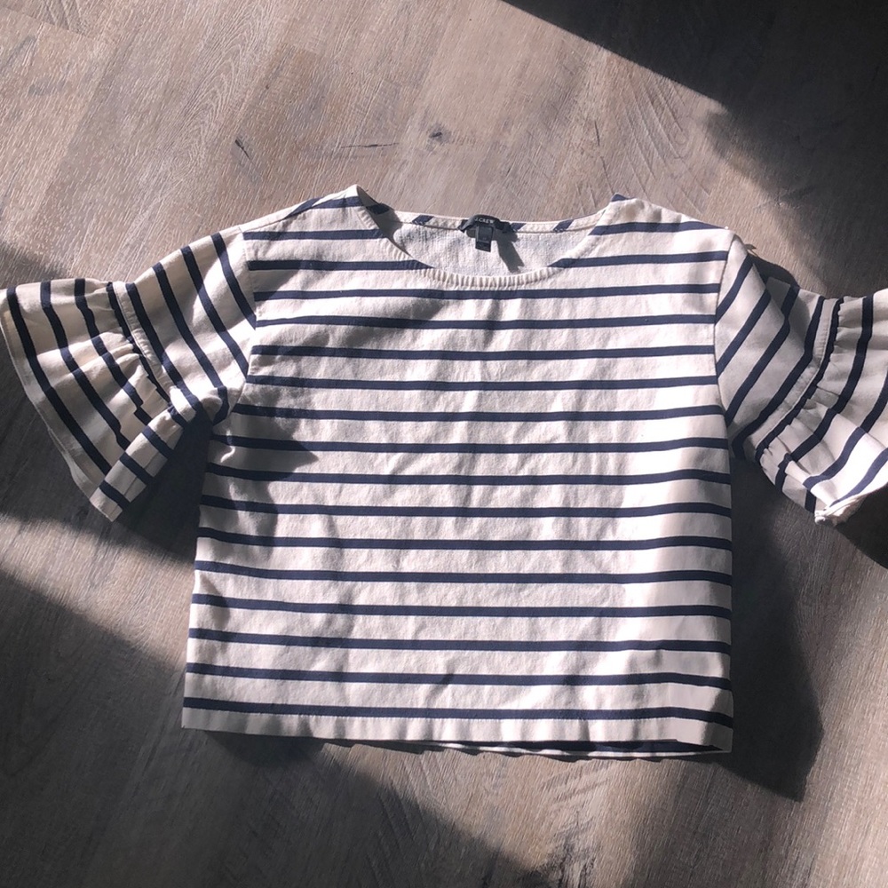 J Crew pleated sleeved blouse